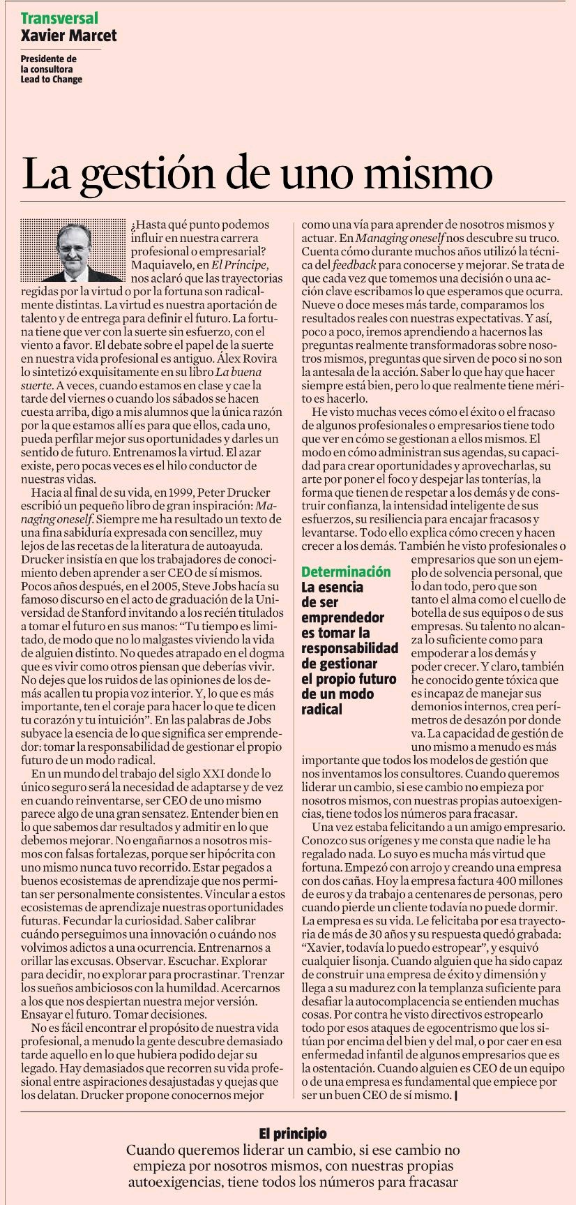 la gestion de uno mismo